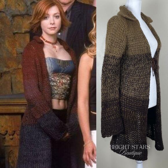 Rare Vintage Knit Ombre Knit Duster Cardigan ASO Mary-Kate Olsen ALT Willow - Picture 3 of 12